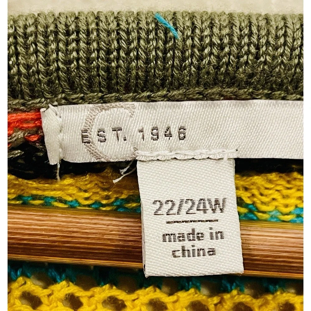 C EST 1946‎ Open Knit Long Sweater Vest Boho Artsy Cottagecore Plus Size 22/ 24